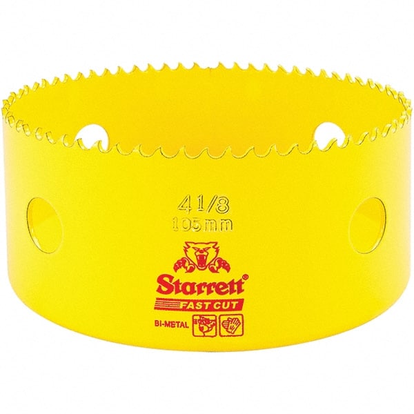Starrett - 4-1/8" Diam, 1-5/8" Cutting Depth, Hole Saw - High Speed Steel Saw, Toothed Edge - Exact Tooling