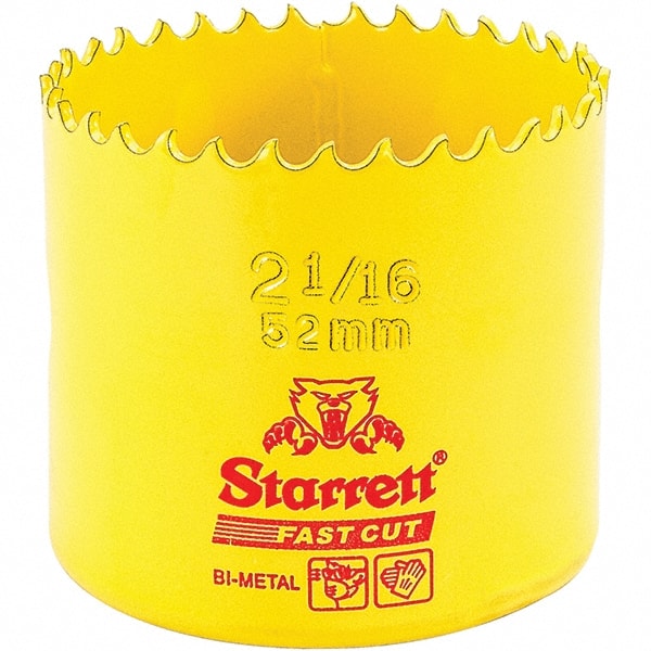 Starrett - 2-1/16" Diam, 1-5/8" Cutting Depth, Hole Saw - High Speed Steel Saw, Toothed Edge - Exact Tooling