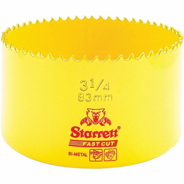 Starrett - 3-1/4" Diam, 1-5/8" Cutting Depth, Hole Saw - High Speed Steel Saw, Toothed Edge - Exact Tooling