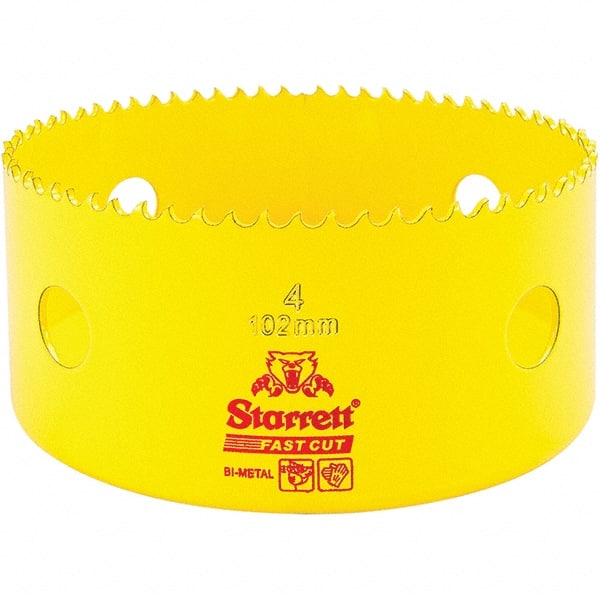 Starrett - 4" Diam, 1-5/8" Cutting Depth, Hole Saw - High Speed Steel Saw, Toothed Edge - Exact Tooling