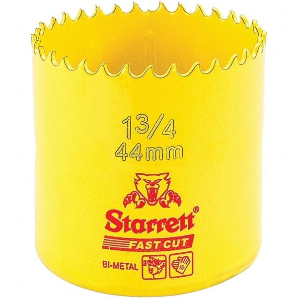 Starrett - 1-3/4" Diam, 1-5/8" Cutting Depth, Hole Saw - High Speed Steel Saw, Toothed Edge - Exact Tooling