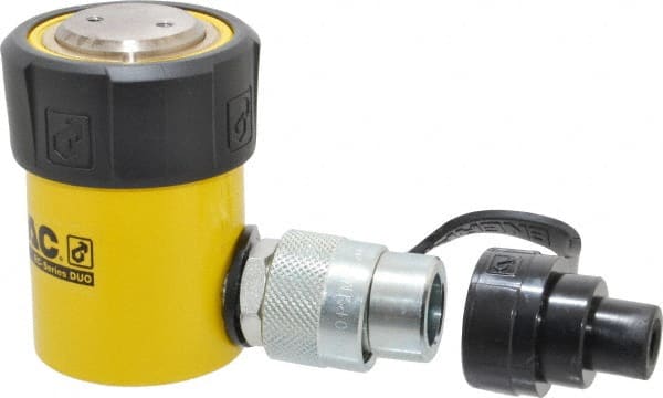Enerpac - 10 Ton, 1" Stroke, 2.24 Cu In Oil Capacity, Portable Hydraulic Single Acting Cylinder - 2.24 Sq In Effective Area, 3.53" Lowered Ht., 4.53" Max Ht., 1.69" Cyl Bore Diam, 1.5" Plunger Rod Diam, 10,000 Max psi - Exact Tooling