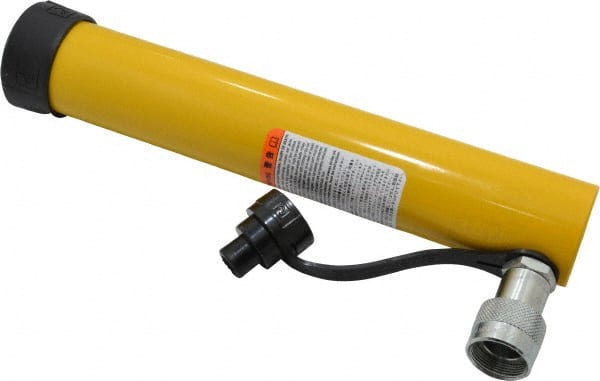 Enerpac - 10 Ton, 10.13" Stroke, 22.65 Cu In Oil Capacity, Portable Hydraulic Single Acting Cylinder - 2.24 Sq In Effective Area, 13.75" Lowered Ht., 23.88" Max Ht., 1.69" Cyl Bore Diam, 1.5" Plunger Rod Diam, 10,000 Max psi - Exact Tooling