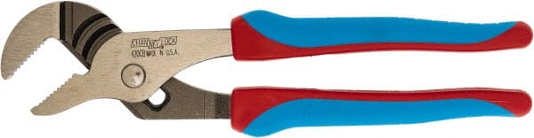 Channellock - 9-1/2" OAL, 1-1/2" Max Capacity, 1-1/2" Jaw Length, 5 Position Tongue & Groove Pliers - Serrated Straight Jaws, Straight Head, TPR Rubber Overmold Composite Handles - Exact Tooling