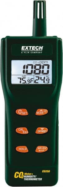 Extech - -14 to 140°F, 0 to 9.99% Humidity Range, Air Quality Monitor - Exact Tooling