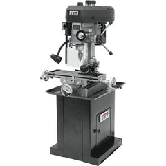 Jet - 1 Phase, 14-1/2" Swing, Step Pulley Mill Drill Machine - 23" Table Length x 7-1/2" Table Width, 14" Longitudinal Travel, 5-1/2" Cross Travel, 12 Spindle Speeds, 1 hp, 115/230 Volts - Exact Tooling