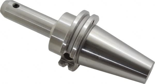 Accupro - CAT40 Taper Shank 1/4" Hole End Mill Holder/Adapter - 20mm Nose Diam, 4" Projection, 5/8-11 Drawbar, Through-Spindle & DIN Flange Coolant - Exact Tooling