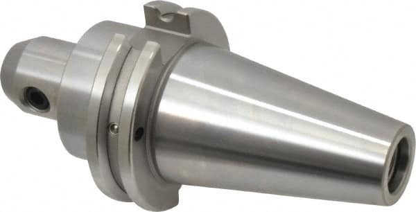 Accupro - CAT40 Taper Shank 3/8" Hole End Mill Holder/Adapter - 1" Nose Diam, 2-1/2" Projection, 5/8-11 Drawbar, Through-Spindle & DIN Flange Coolant - Exact Tooling
