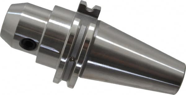 Accupro - CAT40 Taper Shank 7/16" Hole End Mill Holder/Adapter - 35mm Nose Diam, 2-1/2" Projection, 5/8-11 Drawbar, Through-Spindle & DIN Flange Coolant - Exact Tooling
