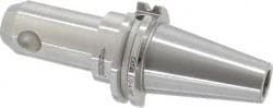 Accupro - CAT40 Taper Shank 1/2" Hole End Mill Holder/Adapter - 35mm Nose Diam, 4" Projection, 5/8-11 Drawbar, Through-Spindle & DIN Flange Coolant - Exact Tooling