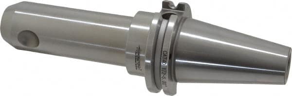 Accupro - CAT40 Taper Shank 1/2" Hole End Mill Holder/Adapter - 35mm Nose Diam, 5" Projection, 5/8-11 Drawbar, Through-Spindle & DIN Flange Coolant - Exact Tooling