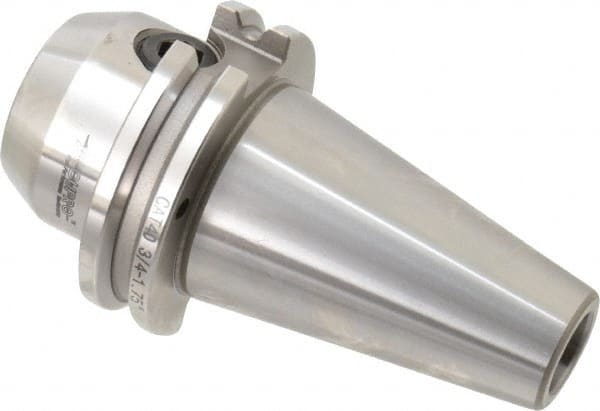 Accupro - CAT40 Taper Shank 3/4" Hole End Mill Holder/Adapter - 48mm Nose Diam, 1.75" Projection, 5/8-11 Drawbar, Through-Spindle & DIN Flange Coolant - Exact Tooling