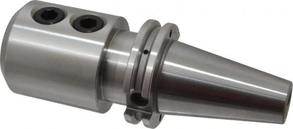 Accupro - CAT40 Taper Shank 1" Hole End Mill Holder/Adapter - 2-23/64" Nose Diam, 4" Projection, 5/8-11 Drawbar, Through-Spindle & DIN Flange Coolant - Exact Tooling