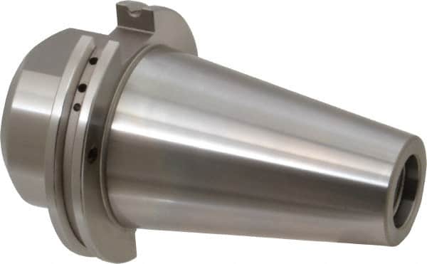 Accupro - CAT50 Taper Shank 1" Hole End Mill Holder/Adapter - 2-23/64" Nose Diam, 2" Projection, Through-Spindle & DIN Flange Coolant - Exact Tooling