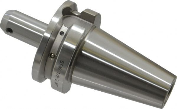 Accupro - BT40 Taper Shank 1/8" Hole End Mill Holder/Adapter - 3/4" Nose Diam, 2-1/2" Projection, M16x2.0 Drawbar, Through-Spindle & DIN Flange Coolant - Exact Tooling