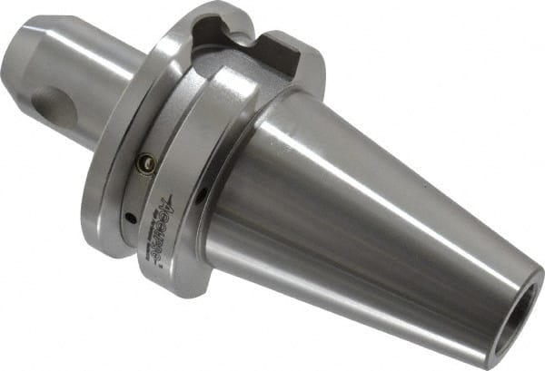 Accupro - BT40 Taper Shank 3/8" Hole End Mill Holder/Adapter - 1" Nose Diam, 2-1/2" Projection, M16x2.0 Drawbar, Through-Spindle & DIN Flange Coolant - Exact Tooling