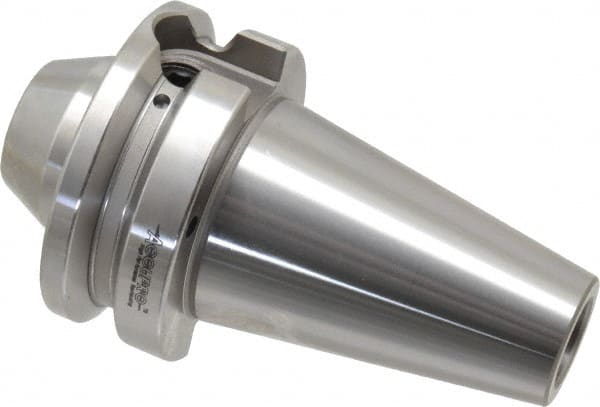 Accupro - BT40 Taper Shank 1/2" Hole End Mill Holder/Adapter - 35mm Nose Diam, 1.75" Projection, M16x2.0 Drawbar, Through-Spindle & DIN Flange Coolant - Exact Tooling