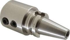 Accupro - BT40 Taper Shank 1-1/2" Hole End Mill Holder/Adapter - 3" Nose Diam, 4-1/2" Projection, M16x2.0 Drawbar, Through-Spindle & DIN Flange Coolant - Exact Tooling