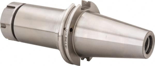 Accupro - 0.118" to 1.181" Capacity, 6" Projection, CAT50 Taper Shank, ER40 Collet Chuck - 0.0002" TIR, Through-Spindle & DIN Flange Coolant - Exact Tooling