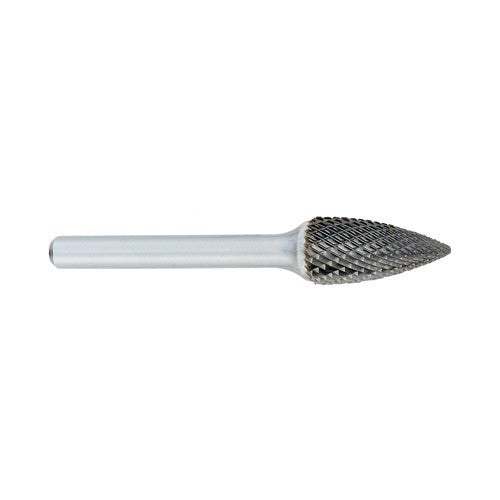 SM-1 -6mm × 12mm LOC × 6mm Shank × 50mm OAL Pointed Cone Carbide Medium Tough Cut Burr - Exact Tooling