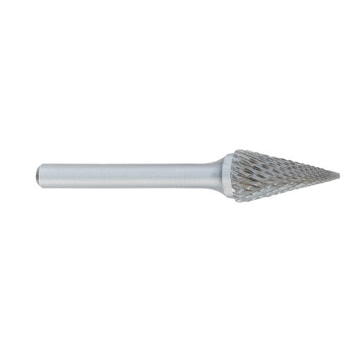 SM-1 -1/4 × 1/2 LOC × 1/4 Shank × 2 OAL Pointed Tree Carbide Medium Tough Cut Burr - Exact Tooling