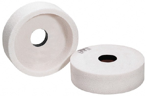 Grier Abrasives - 5" Diam, 1-1/4" Hole Size, 1-1/2" Overall Thickness, 60 Grit, Type 6 Tool & Cutter Grinding Wheel - Medium Grade, Aluminum Oxide, J Hardness, Vitrified Bond, 4,966 RPM - Exact Tooling