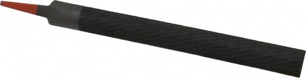 Simonds File - 10" Long, Bastard Cut, Half Round American-Pattern File - Double Cut, 9/32" Overall Thickness, Tang - Exact Tooling