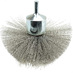 Weiler - End Brushes; Brush Diameter (Inch): 4 ; Fill Material: Stainless Steel ; Filament/Wire Diameter Range (Decimal Inch): 0.0201 and Above ; Filament/Wire Diameter (Decimal Inch): 0.0080 ; Wire Type: Crimped Wire ; Bridled: No - Exact Tooling