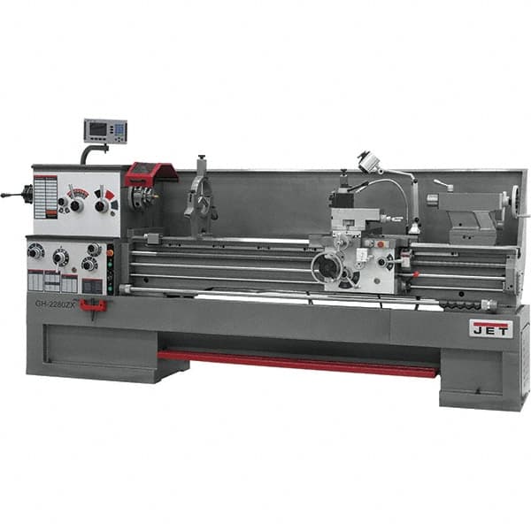 Jet - 22" Swing, 80" Between Centers, 230 Volt, Triple Phase Engine Lathe - 7MT Taper, 10 hp, 25 to 1,800 RPM, 3-1/8" Bore Diam, 40" Deep x 49" High x 136" Long - Exact Tooling