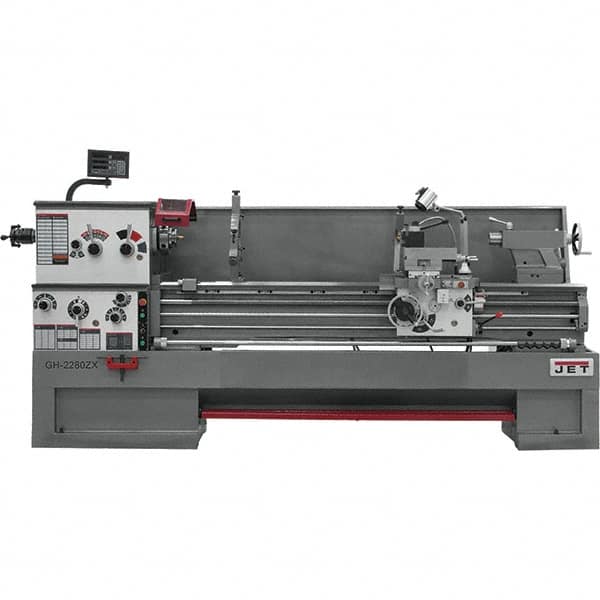 Jet - 22" Swing, 80" Between Centers, 230 Volt, Triple Phase Engine Lathe - 10 hp, 3-1/8" Bore Diam, 40" Deep x 48-7/8" High x 136-1/8" Long - Exact Tooling