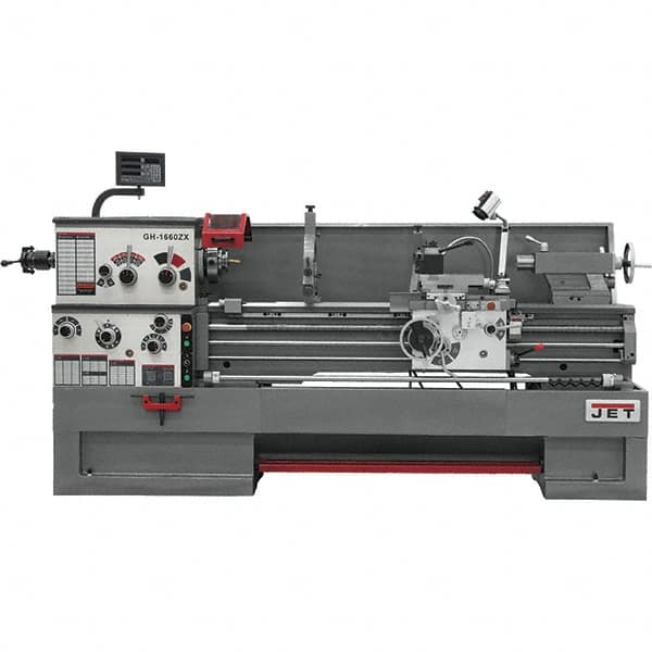 Jet - 16" Swing, 60" Between Centers, 230 Volt, Triple Phase Engine Lathe - 7MT Taper, 7-1/2 hp, 25 to 1,800 RPM, 3-1/8" Bore Diam, 44-1/2" Deep x 65-1/2" High x 117" Long - Exact Tooling
