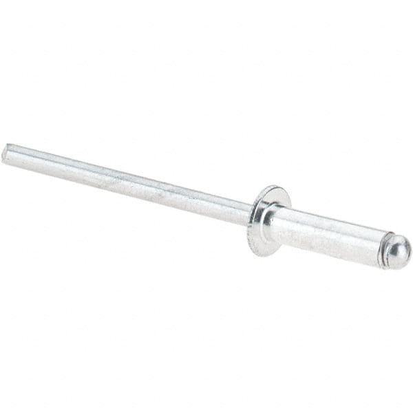 Value Collection - Size 45 Dome Head Aluminum Open End Blind Rivet - Aluminum Mandrel, 0.251" to 0.312" Grip, 1/4" Head Diam, 0.129" to 0.133" Hole Diam, 0.462" Length Under Head, 1/8" Body Diam - Exact Tooling