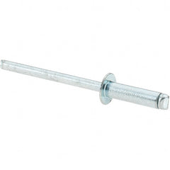 Value Collection - Size 56 Dome Head Steel Open End Blind Rivet - Steel Mandrel, 0.251" to 3/8" Grip, 0.312" Head Diam, 0.16" to 0.164" Hole Diam, 0.55" Length Under Head, 5/32" Body Diam - Exact Tooling