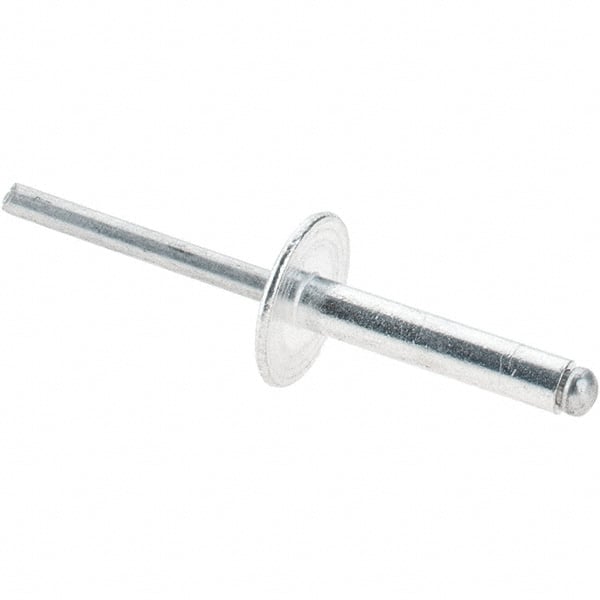 Value Collection - Size 612 Large Flange Dome Head Aluminum Open End Blind Rivet - Aluminum Mandrel, 0.626" to 3/4" Grip, 5/8" Head Diam, 0.192" to 0.196" Hole Diam, 0.95" Length Under Head, 3/16" Body Diam - Exact Tooling