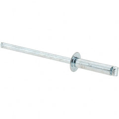 Value Collection - Size 46 Dome Head Steel Open End Blind Rivet - Steel Mandrel, 0.313" to 3/8" Grip, 1/4" Head Diam, 0.129" to 0.133" Hole Diam, 0.525" Length Under Head, 1/8" Body Diam - Exact Tooling