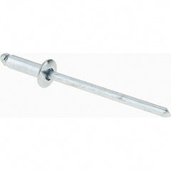 Value Collection - Size 44 Dome Head Steel Open End Blind Rivet - Steel Mandrel, 0.188" to 1/4" Grip, 1/4" Head Diam, 0.129" to 0.133" Hole Diam, 0.4" Length Under Head, 1/8" Body Diam - Exact Tooling