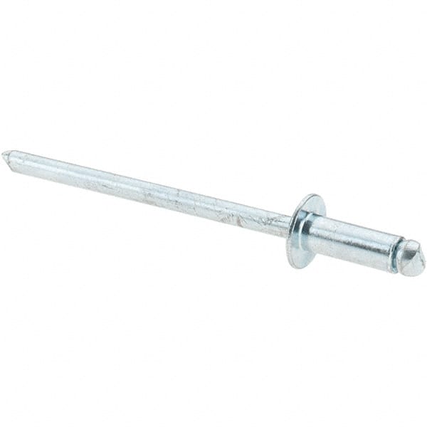 Value Collection - Size 43 Dome Head Steel Open End Blind Rivet - Steel Mandrel, 0.126" to 0.187" Grip, 1/4" Head Diam, 0.129" to 0.133" Hole Diam, 0.337" Length Under Head, 1/8" Body Diam - Exact Tooling