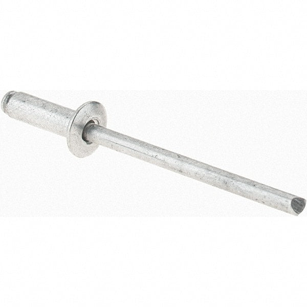 Value Collection - Size 44 Dome Head Aluminum Open End Blind Rivet - Aluminum Mandrel, 0.188" to 1/4" Grip, 1/4" Head Diam, 0.129" to 0.133" Hole Diam, 0.4" Length Under Head, 1/8" Body Diam - Exact Tooling