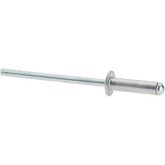 Value Collection - Size 45 Dome Head Aluminum Open End Blind Rivet - Steel Mandrel, 0.251" to 0.312" Grip, 1/4" Head Diam, 0.129" to 0.133" Hole Diam, 0.462" Length Under Head, 1/8" Body Diam - Exact Tooling
