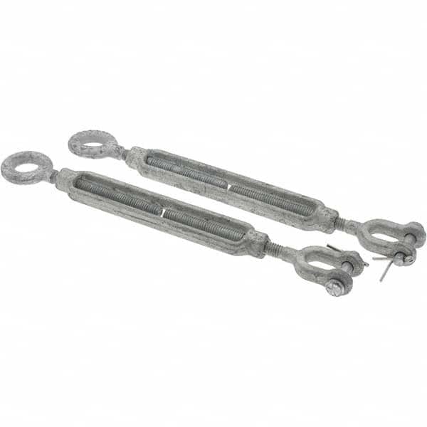 Value Collection - 800 Lb Load Limit, 5/16" Thread Diam, 4-1/2" Take Up, Steel Jaw & Eye Turnbuckle - 9-1/8" Closed Length - Exact Tooling