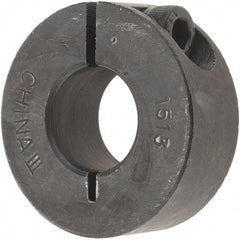 Value Collection - 15mm Bore, Steel, One Piece Clamp Collar - 1-3/8" Outside Diam - Exact Tooling