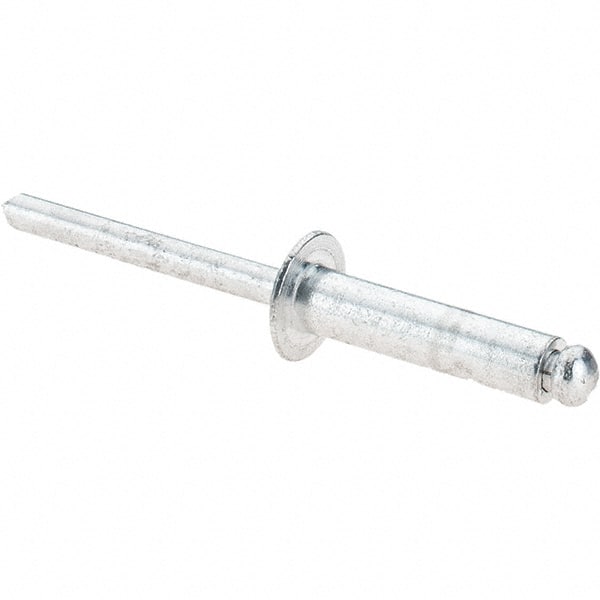 Value Collection - Size 812 Dome Head Aluminum Open End Blind Rivet - Aluminum Mandrel, 0.626" to 3/4" Grip, 1/2" Head Diam, 0.257" to 0.261" Hole Diam, 1" Length Under Head, 1/4" Body Diam - Exact Tooling