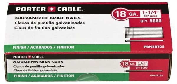 Porter-Cable - 18 Gauge 3/4" Long Brad Nails for Power Nailers - Grade 2 Steel, Galvanized Finish, Brad Head, Chisel Point - Exact Tooling