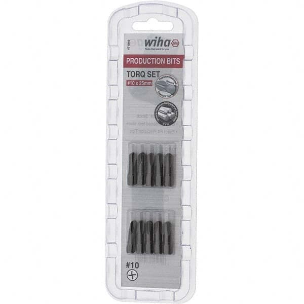 Wiha - 1/4" Drive, #10 Torq-Set Screwdriver Bit - 1" OAL - Exact Tooling