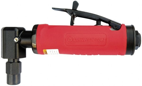 Universal Tool - 1/4" Collet, Angle Handle, Angle Air Die Grinder - 12,000 RPM, Rear Exhaust, 16 CFM, 0.45 hp, 90 psi, 1/4 NPT - Exact Tooling