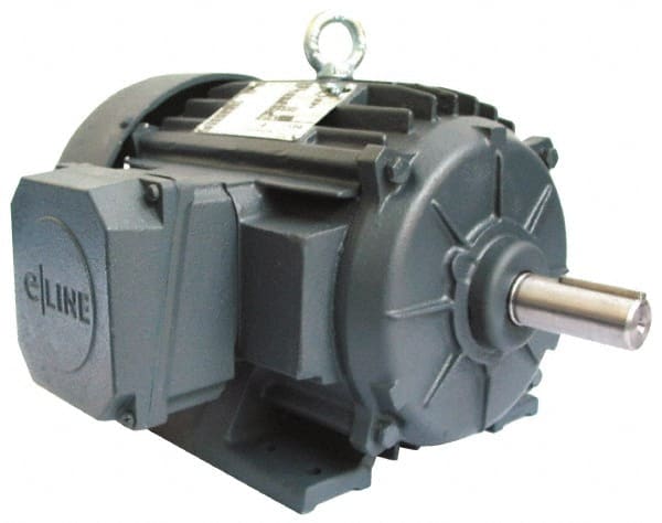 US Motors - 7-1/2 hp, TEFC Enclosure, No Thermal Protection, 3,500 RPM, 208-230/460 Volt, 60 Hz, Three Phase Energy Efficient Motor - Size 213 Frame, Rigid Mount, 1 Speed, Ball Bearings, 18.6-17.2/8.6 Full Load Amps, F Class Insulation, CCW Lead End - Exact Tooling