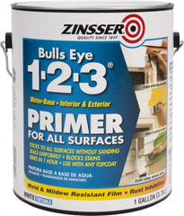 Zinsser - 1 Gal Flat White Water-Based Acrylic Enamel Primer - 350 to 450 Sq Ft Coverage, 84 gL Content, Quick Drying - Exact Tooling