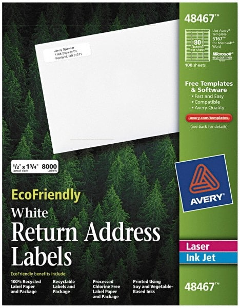 AVERY - 1-3/4" Long, White Paper Return Address Label - For Laser/Inkjet Printers - Exact Tooling