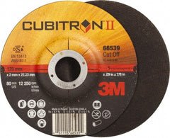 3M - 36 Grit, 5" Wheel Diam, 7/8" Arbor Hole, Type 27 Depressed Center Wheel - Ceramic, Resinoid Bond, S Hardness, 12,250 Max RPM - Exact Tooling