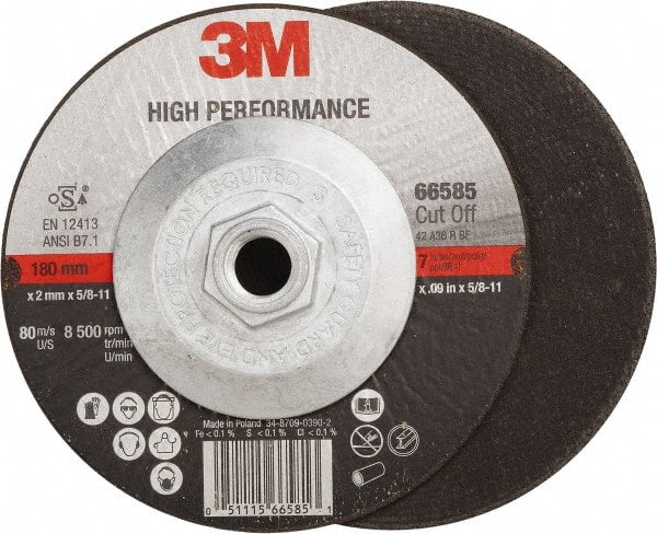 3M - 36 Grit, 7" Wheel Diam, Type 27 Depressed Center Wheel - Ceramic, Resinoid Bond, R Hardness, 8,500 Max RPM - Exact Tooling